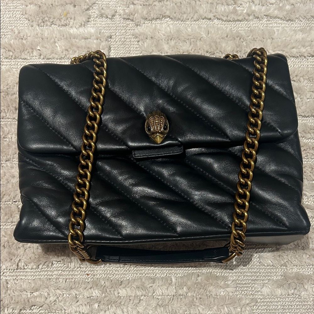Kurt Geiger Black Quilted Bag with Gold Chain